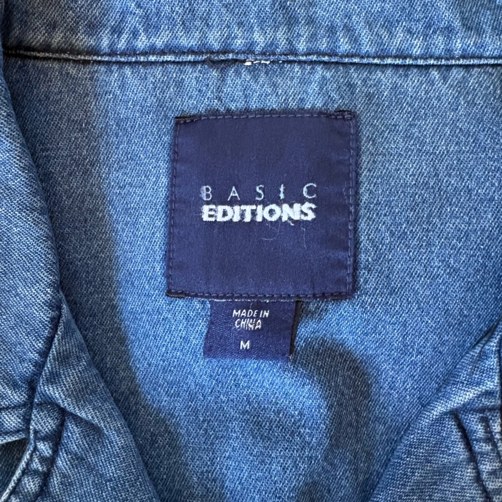 Basic Editions Denim Jacket Embroidered Beaded Fl… - image 2